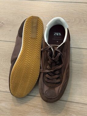 ZARA Brown Suede & Nylon Sneakers